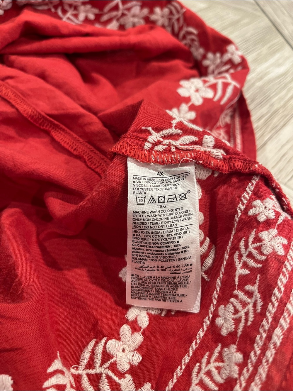 Old Navy Red Embroidered Peasant Tunic Top Size 4X Plus Size Fashion - Picture 6 of 8
